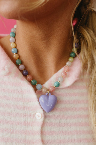Happy Colorful Heart Necklace - Purple