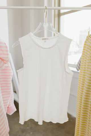 Shawn Ribbed Knit Tank Top In Off White - RESTOCK