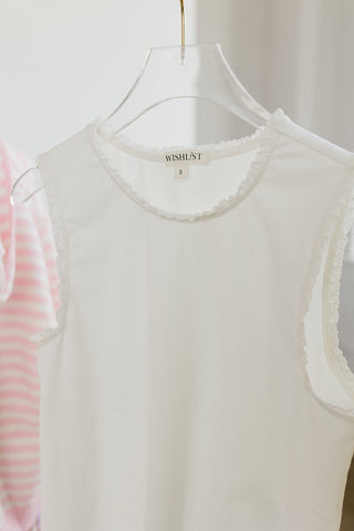 Shawn Ribbed Knit Tank Top In Off White - RESTOCK