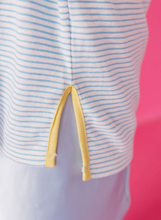 Kaya Stripe Top in Sky/White