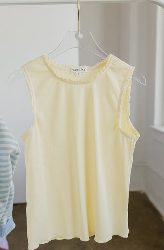 Shawn Ribbed Knit Tank Top In Butter Yellow - RESTOCK