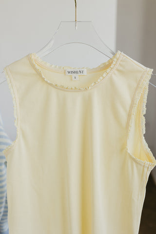 Shawn Ribbed Knit Tank Top In Butter Yellow - RESTOCK