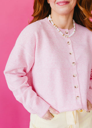 Eliah Stripe Cardigan in Pink