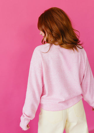 Eliah Stripe Cardigan in Pink