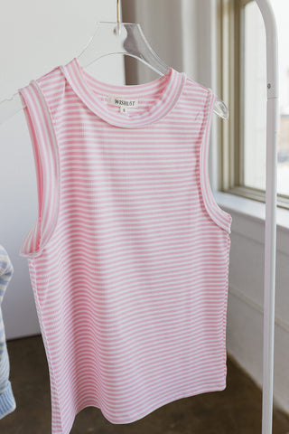 Cameron Knit Tank Top In Pink/White