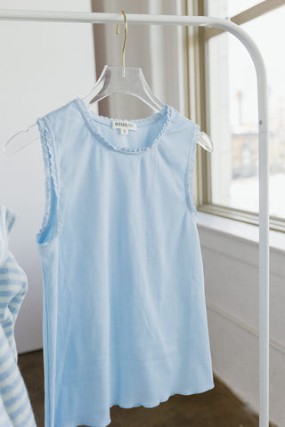 Shawn Ribbed Knit Tank Top In Sky Blue - RESTOCK