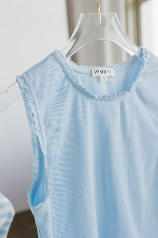 Shawn Ribbed Knit Tank Top In Sky Blue - RESTOCK