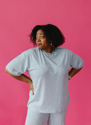 Carter Stripe Short Sleeve Top in Blue/White - RESTOCK