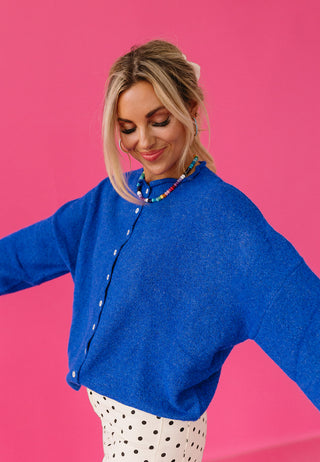 Piper Cardigan in Royal Blue - RESTOCK
