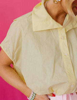 Marissa Bubble Button Up Top in Lemon