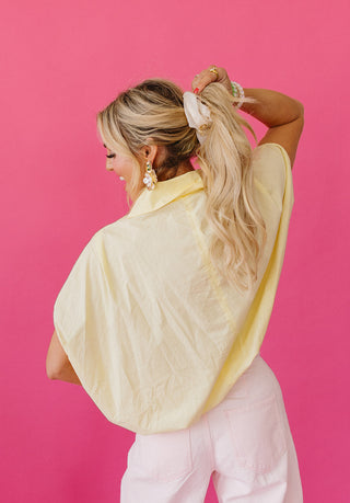 Marissa Bubble Button Up Top in Lemon