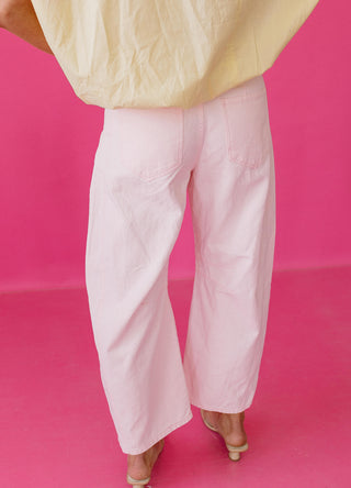 Saylor Barrel Pants in Light Pink