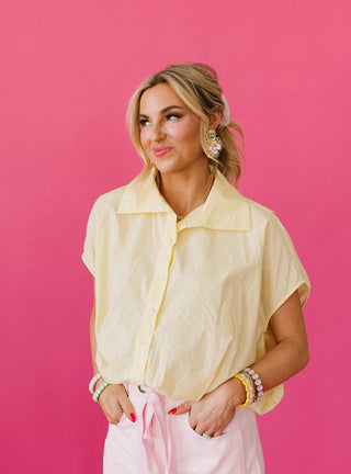 Marissa Bubble Button Up Top in Lemon
