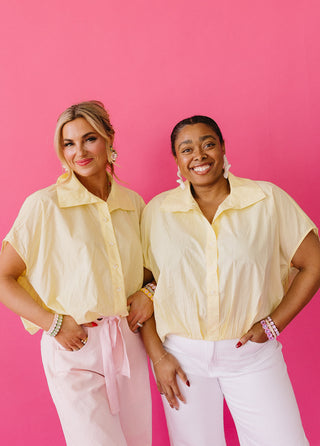 Marissa Bubble Button Up Top in Lemon