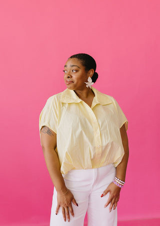 Marissa Bubble Button Up Top in Lemon