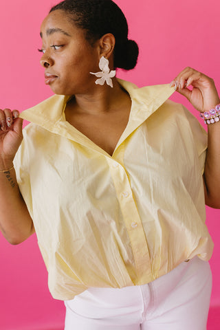 Marissa Bubble Button Up Top in Lemon