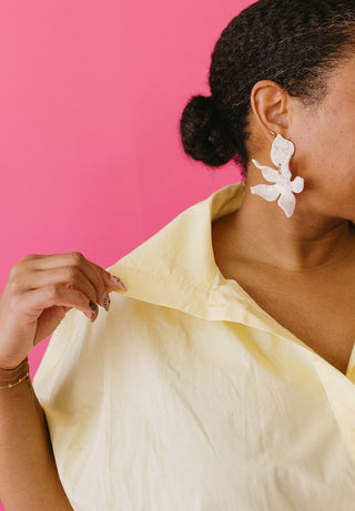 Marissa Bubble Button Up Top in Lemon