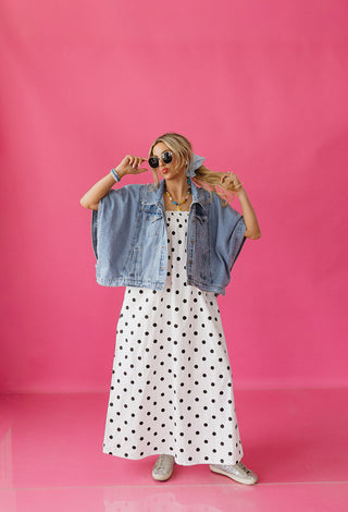 Reese Polka Dot Maxi Dress in White