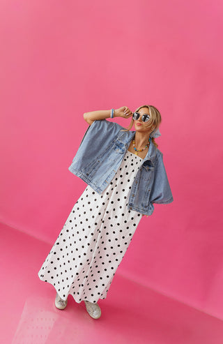 Reese Polka Dot Maxi Dress in White