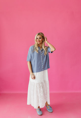 Rowan Cardigan In Dusty Blue