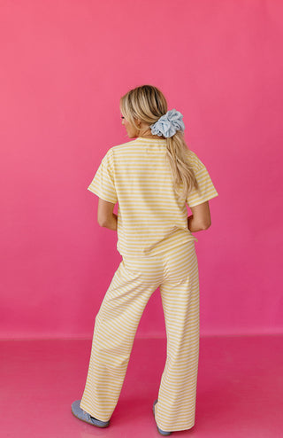 Ramsey Stripe Short Sleeve Top in Butter Yellow