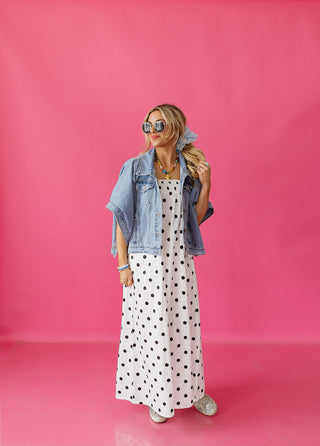Reese Polka Dot Maxi Dress in White