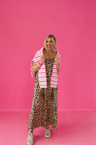 Alexa Stripe Cardigan in Pink Combo