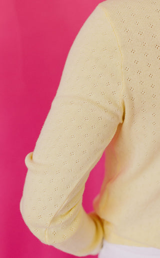 Zoey Pointelle Cardigan in Daisy