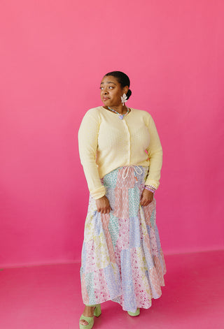 Zoey Pointelle Cardigan in Daisy