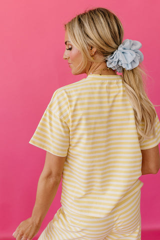 Ramsey Stripe Short Sleeve Top in Butter Yellow