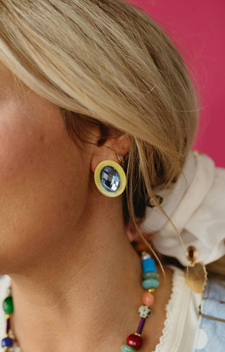 Olivia Statement Earrings Oval - Amalfi Blue