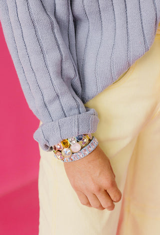 Kellen Cardigan Ribbed Mix Match Button in Dusty Blue