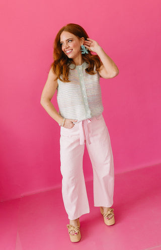 Saylor Barrel Pants in Light Pink