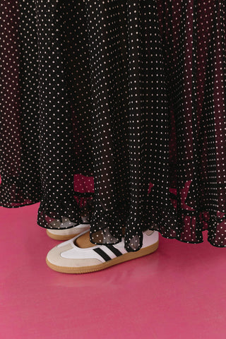 Conley Polka Dot Ruffle Maxi Skirt - RESTOCK