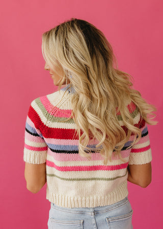 Zayne Short Sleeve Stripe Sweater