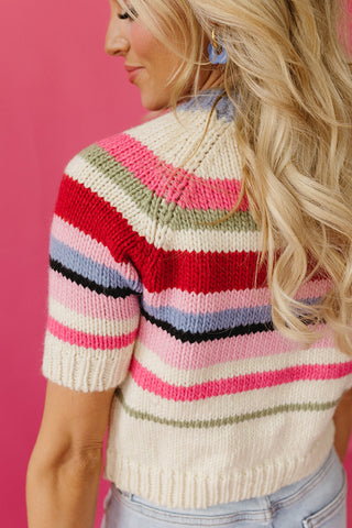 Zayne Short Sleeve Stripe Sweater