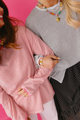 Kaya Stripe Top in Cherry/White