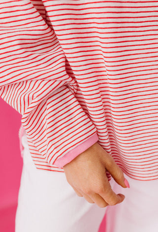 Kaya Stripe Top in Cherry/White