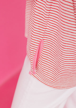 Kaya Stripe Top in Cherry/White