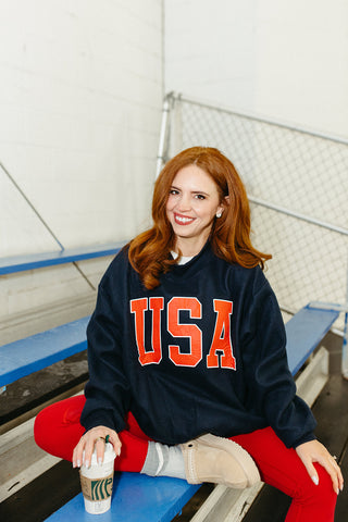 American Flag/USA Reversible Mock Neck Sweatshirt