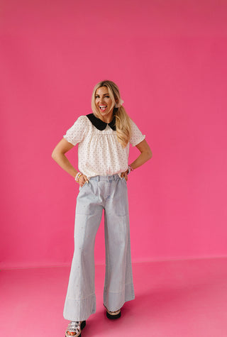 Charlize Polka Dot Peter Pan Collar Blouse