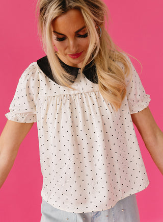 Charlize Polka Dot Peter Pan Collar Blouse