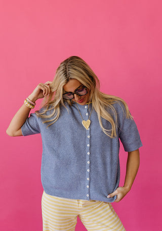 Rowan Cardigan In Dusty Blue