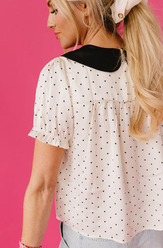 Charlize Polka Dot Peter Pan Collar Blouse