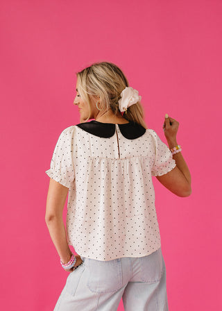 Charlize Polka Dot Peter Pan Collar Blouse