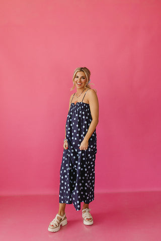 Reese Polka Dot Maxi Dress in Midnight