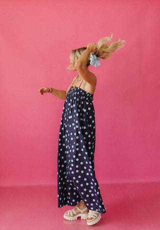 Reese Polka Dot Maxi Dress in Midnight