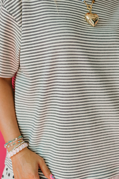 McCall Stripe Boyfriend Tee in Ivory/Black