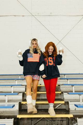American Flag/USA Reversible Mock Neck Sweatshirt