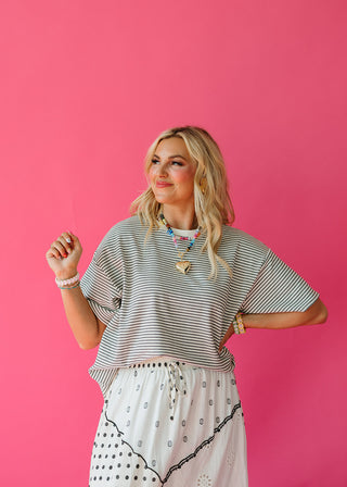 McCall Stripe Boyfriend Tee in Ivory/Black - RESTOCK